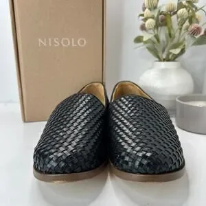 NISOLO MEN\'S ALEJANDRO WOVEN LEATHER SLIP‎ ON SHOES BLACK NIB $190 NISOLO Alejandro Loafer - Men main image 3